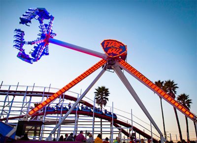 Fireball seaside park ride at dusk